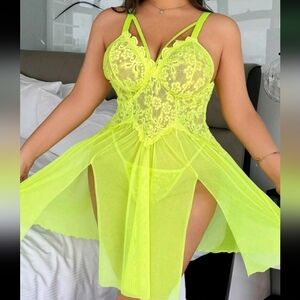 Neon Lace Babydoll Lingerie